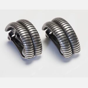 1997 Dior John Galliano Silver-Tone Masai Tubogas Clip-On Earrings *Ultra Rare*